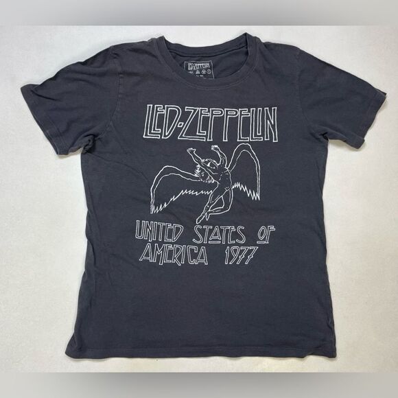 Led Zeppelin US Tour 1977 Retro Graphic Women Medium Gray Short Sleeve Music - Picture 1 of 5